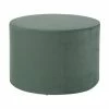 Westwing Collection Pouf rond en velours vert clair Daisy, Ø 54 x haut. 38 cm