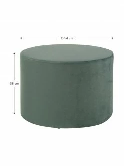Westwing Collection Pouf rond en velours vert clair Daisy, Ø 54 x haut. 38 cm -furniture Soldes Pouf rond en velours vert clair Daisy 2
