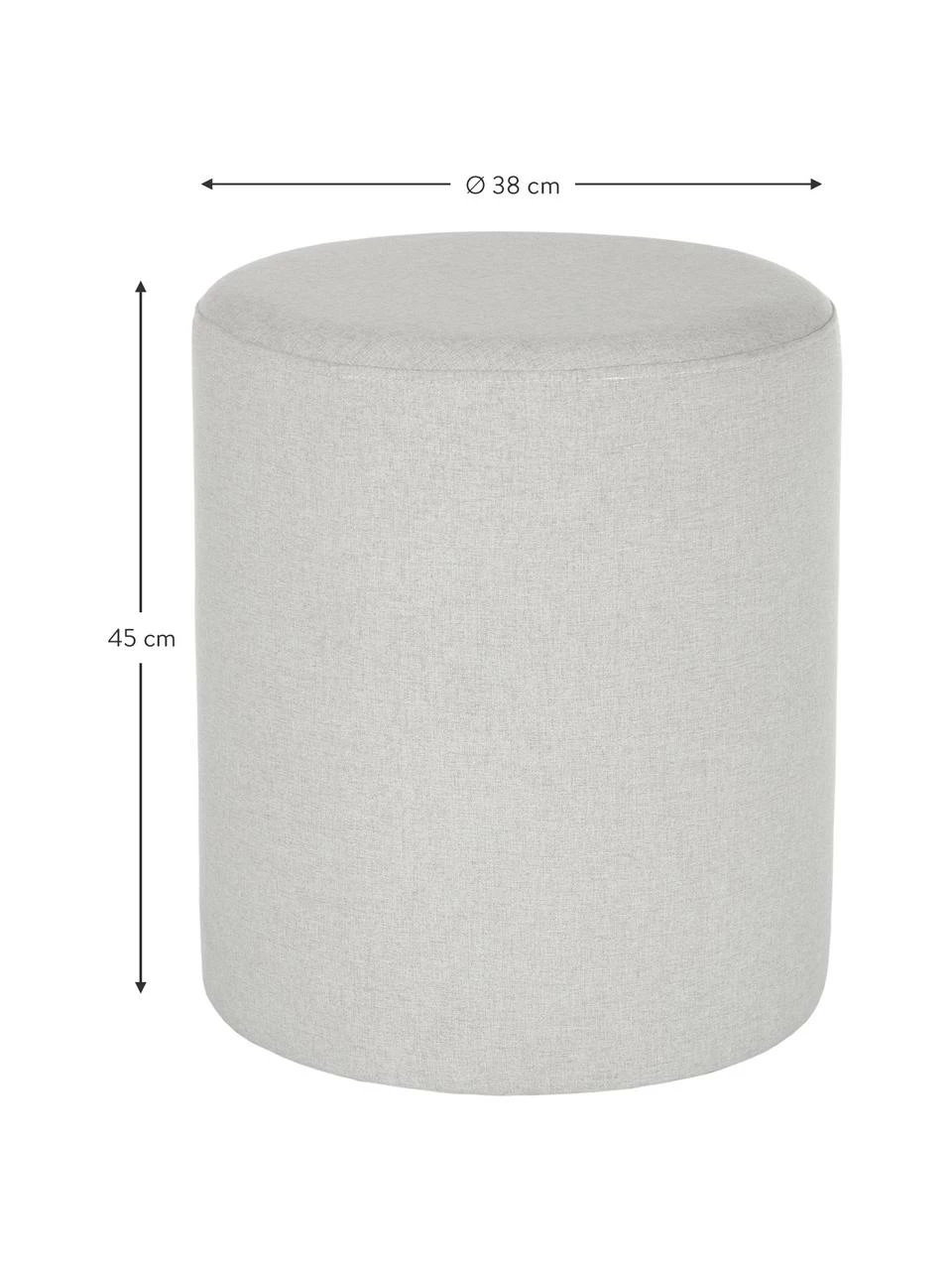 Westwing Collection Pouf rond gris clair Daisy, Ø 38 x haut. 45 cm 3 Westwing Collection Pouf rond gris clair Daisy, Ø 38 x haut. 45 cm – Image 3