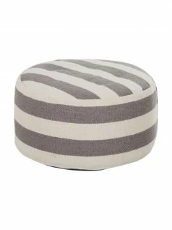 Westwing Collection Pouf rond gris tissé main Lani, ∅ 65 x haut. 30 cm