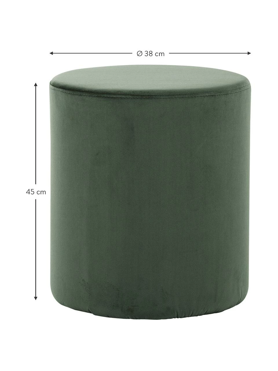 Westwing Collection Pouf rond velours vert Daisy, Ø 38 x haut. 45 cm 3 Westwing Collection Pouf rond velours vert Daisy, Ø 38 x haut. 45 cm – Image 3