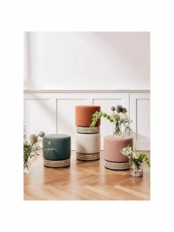 Westwing Collection Pouf rond vert Mara, Ø 37 x haut. 39 cm -furniture Soldes Pouf rond vert Mara 2