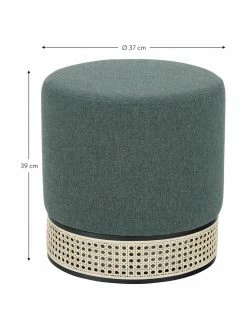 Westwing Collection Pouf rond vert Mara, Ø 37 x haut. 39 cm -furniture Soldes Pouf rond vert Mara 3
