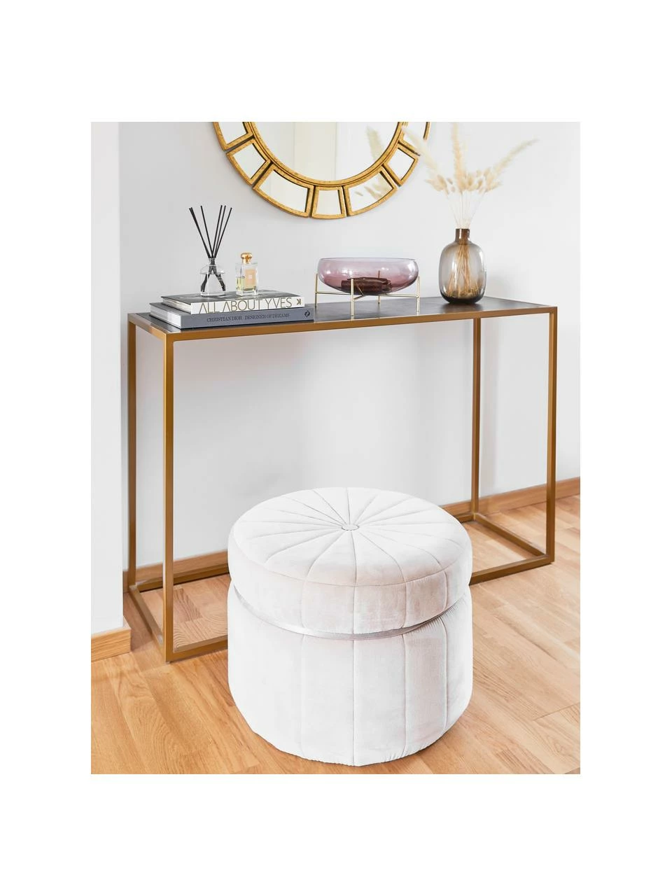 Westwing Collection Pouf velours Birdie, Ø 51 x haut. 38 cm 2 Westwing Collection Pouf velours Birdie, Ø 51 x haut. 38 cm – Image 2