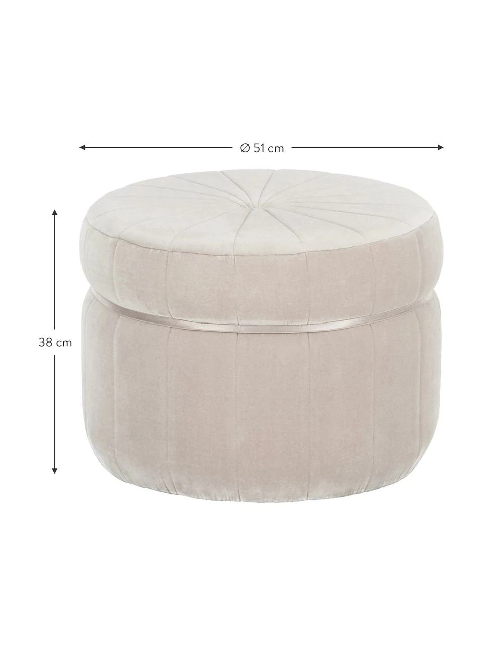 Westwing Collection Pouf velours Birdie, Ø 51 x haut. 38 cm 4 Westwing Collection Pouf velours Birdie, Ø 51 x haut. 38 cm – Image 4