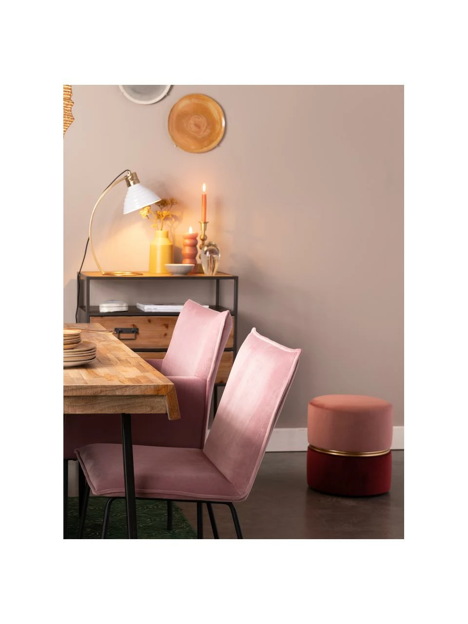 Pouf velours Bubbly, Ø 35 x haut. 39 cm 2 Pouf velours Bubbly, Ø 35 x haut. 39 cm – Image 2