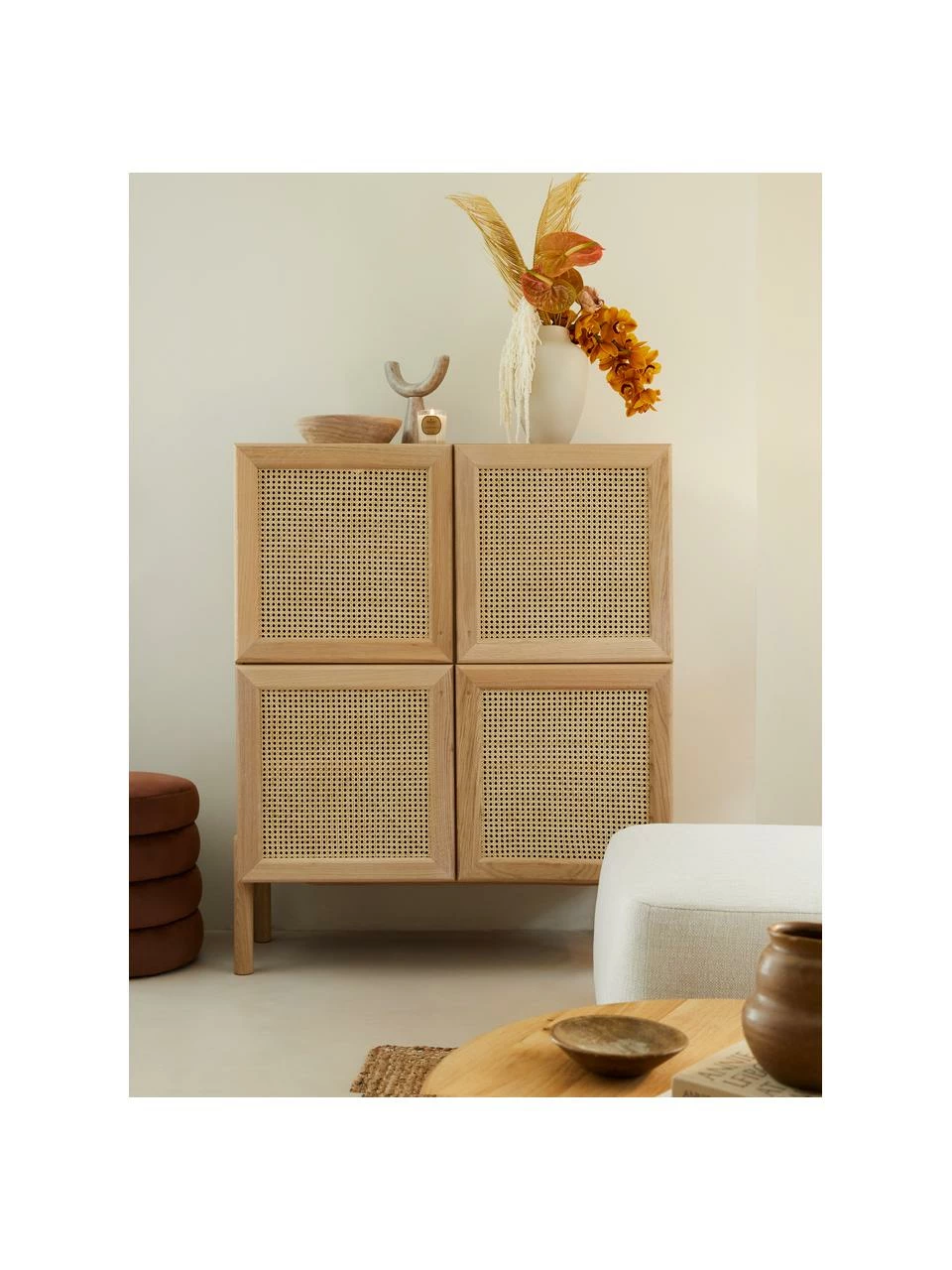 Westwing Collection Rangement bois de chêne avec cannage Jolie, larg. 106 x haut. 127 cm 2 Westwing Collection Rangement bois de chêne avec cannage Jolie, larg. 106 x haut. 127 cm – Image 2