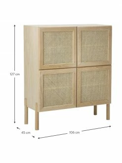 Westwing Collection Rangement bois de chêne avec cannage Jolie, larg. 106 x haut. 127 cm 9 Westwing Collection Rangement bois de chêne avec cannage Jolie, larg. 106 x haut. 127 cm -furniture Soldes Rangement bois de chene avec cannage Jolie 3