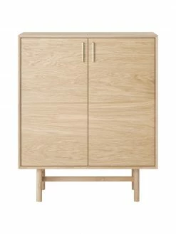 Westwing Collection Rangement bois de chêne avec portes Diana, larg. 100 x haut. 120 cm