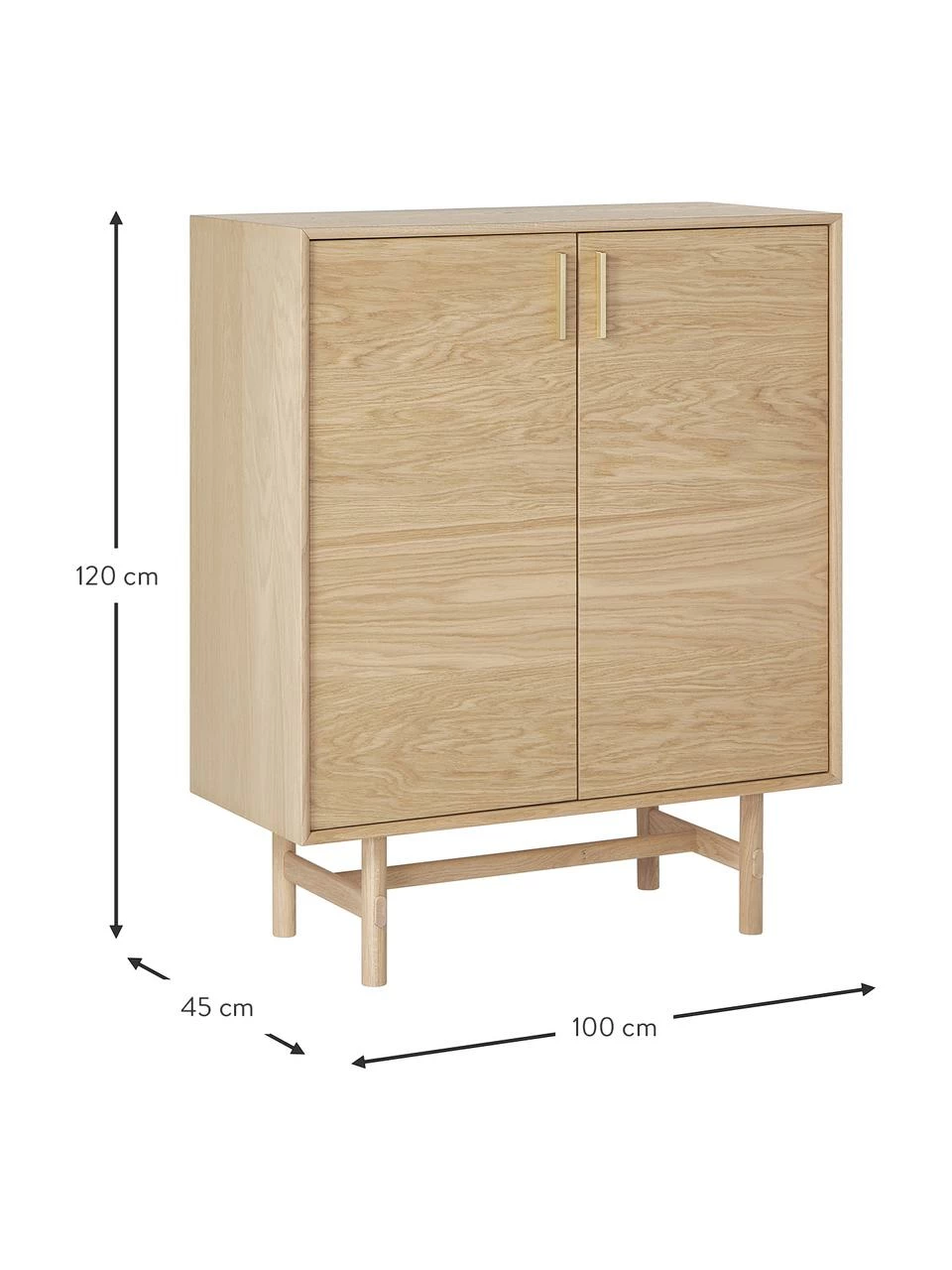 Westwing Collection Rangement bois de chêne avec portes Diana, larg. 100 x haut. 120 cm 4 Westwing Collection Rangement bois de chêne avec portes Diana, larg. 100 x haut. 120 cm – Image 4