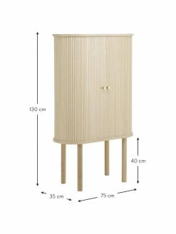 Westwing Collection Rangement en bois clair avec portes coulissantes Calary, larg. 75 x haut. 130 cm -furniture Soldes Rangement en bois clair avec portes coulissantes Calary 3