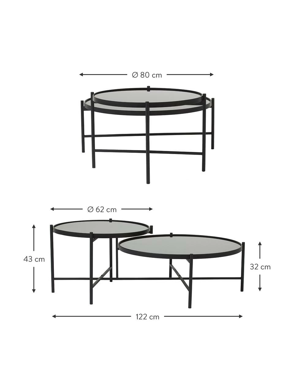 Table basse 2 plateaux en verre Li, larg. 122 x haut. 43 cm 2 Table basse 2 plateaux en verre Li, larg. 122 x haut. 43 cm – Image 2