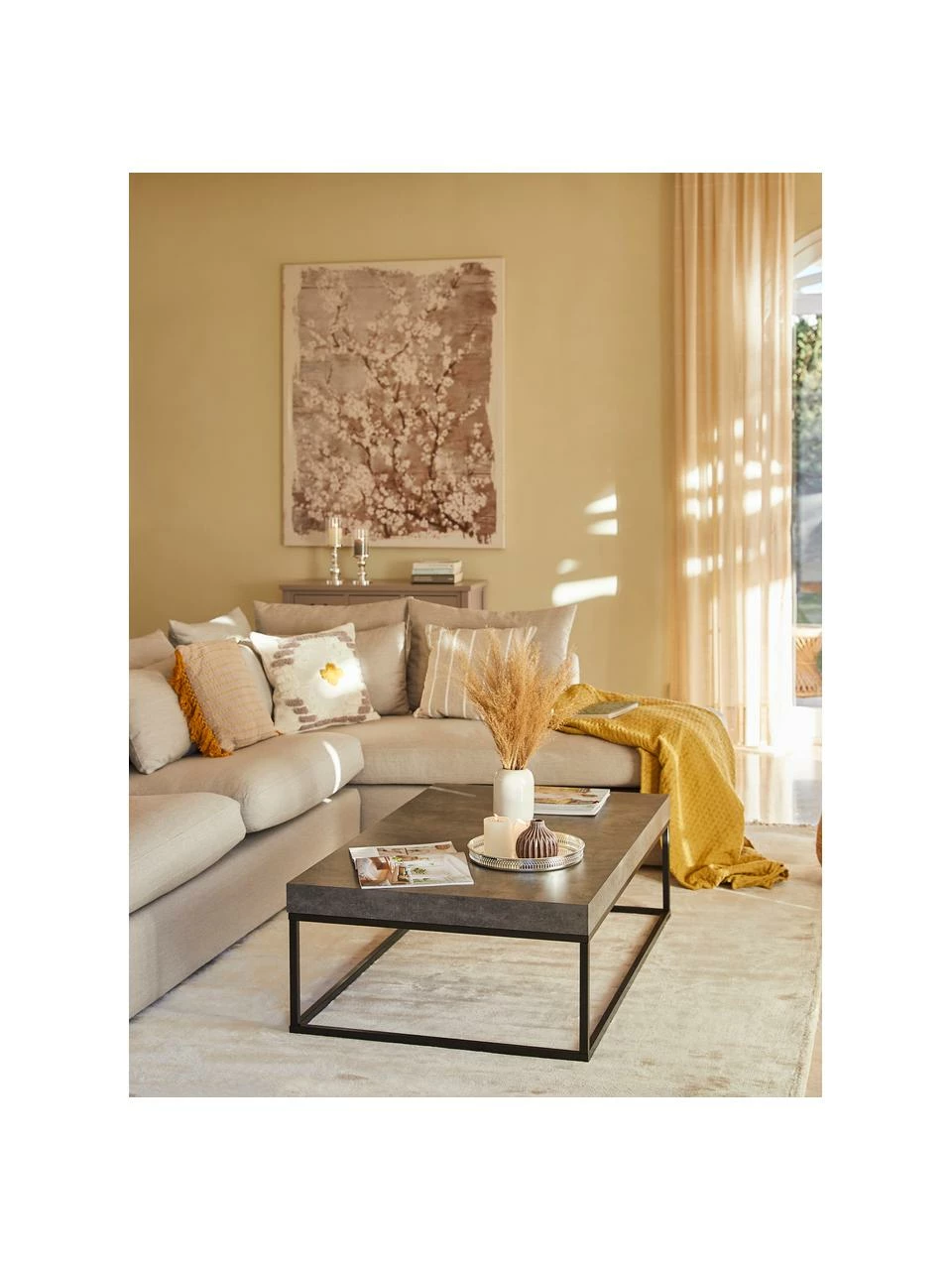 Table basse aspect béton Ellis, larg. 120 x haut. 38 cm 2 Table basse aspect béton Ellis, larg. 120 x haut. 38 cm – Image 2