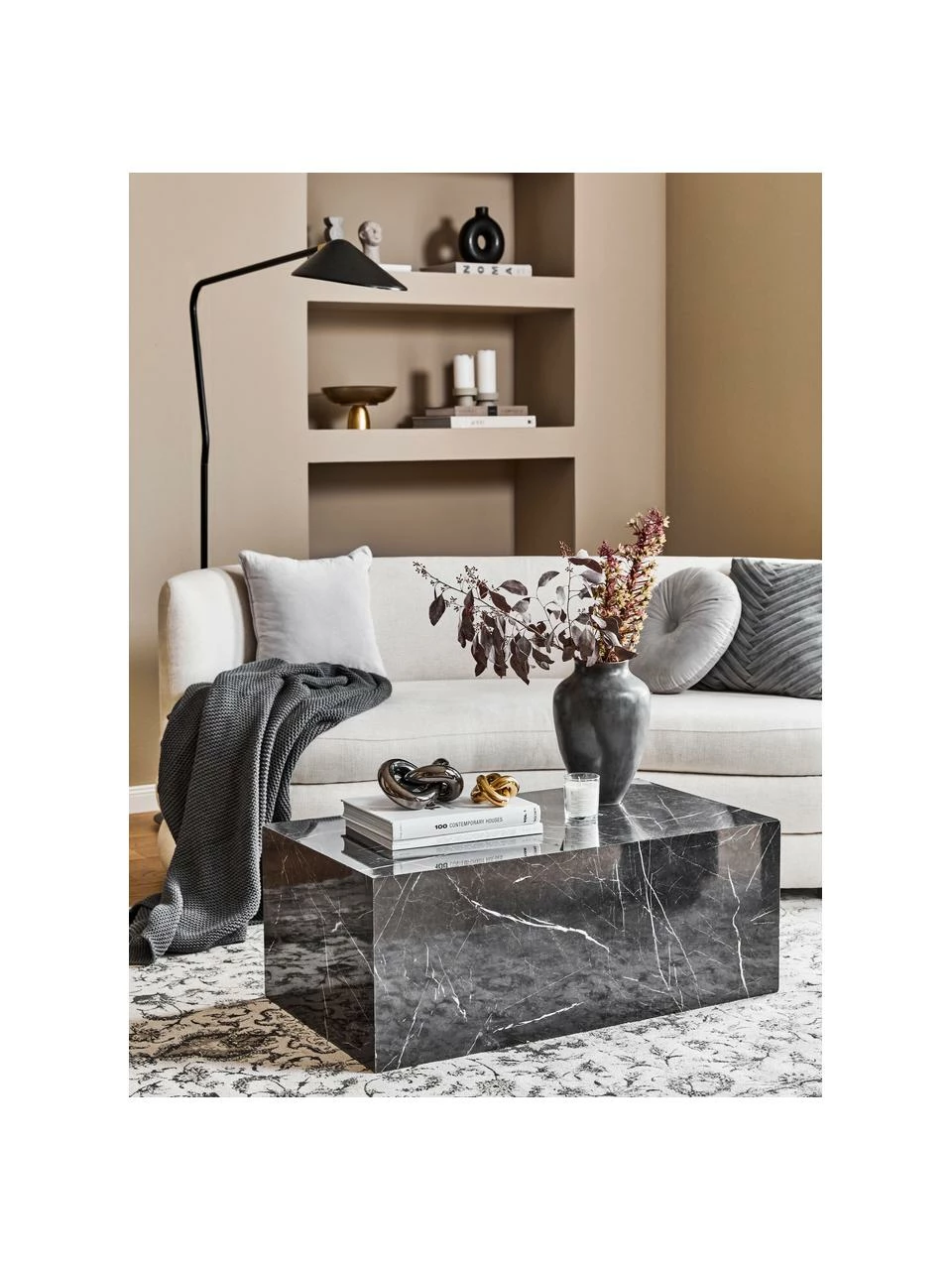 Westwing Collection Table basse aspect travertin Lesley, larg. 90 x prof. 50 cm 2 Westwing Collection Table basse aspect travertin Lesley, larg. 90 x prof. 50 cm – Image 2