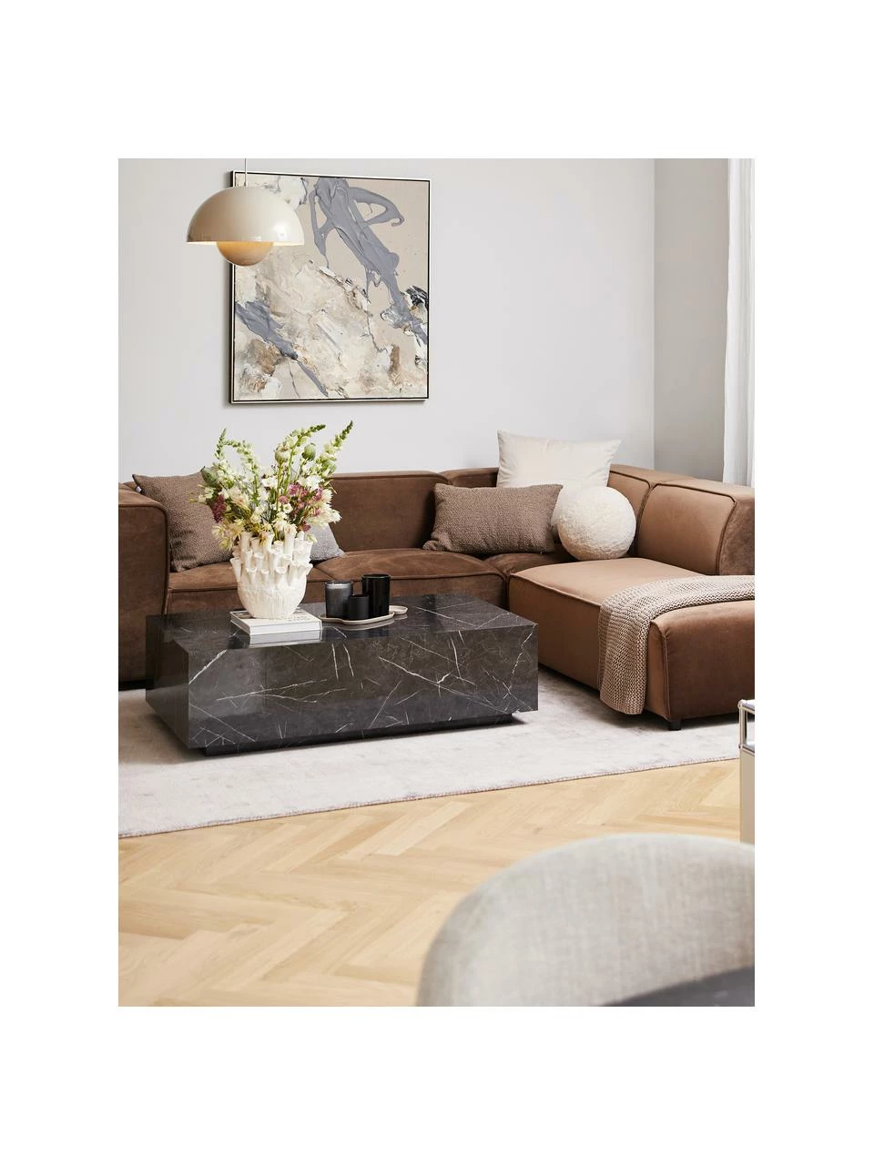 Westwing Collection Table basse aspect travertin Lesley, larg. 120 x haut. 35 cm 2 Westwing Collection Table basse aspect travertin Lesley, larg. 120 x haut. 35 cm – Image 2