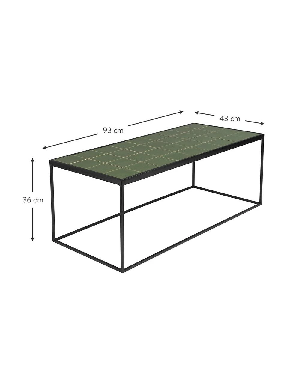 Zuiver Table basse avec carrelage vert Glaze, larg. 93 x haut. 36 cmDisponibilité limitée 3 Zuiver Table basse avec carrelage vert Glaze, larg. 93 x haut. 36 cmDisponibilité limitée – Image 3