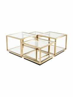 Kare Design Table basse avec fond en verre miroir Luigi, 4 élém., Lot de différentes tailles
