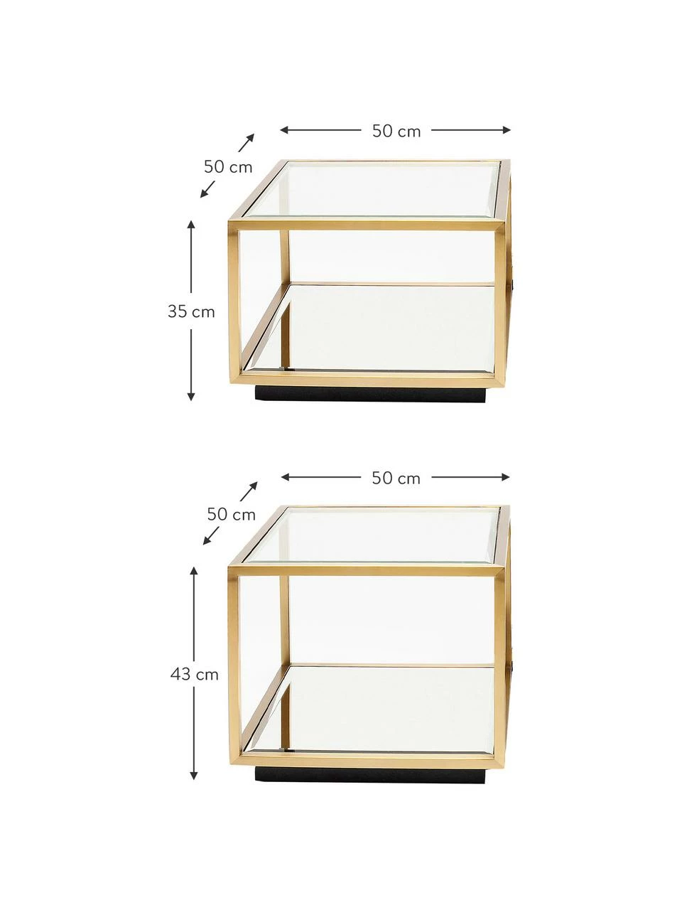 Kare Design Table basse avec fond en verre miroir Luigi, 4 élém., Lot de différentes tailles 4 Kare Design Table basse avec fond en verre miroir Luigi, 4 élém., Lot de différentes tailles – Image 4