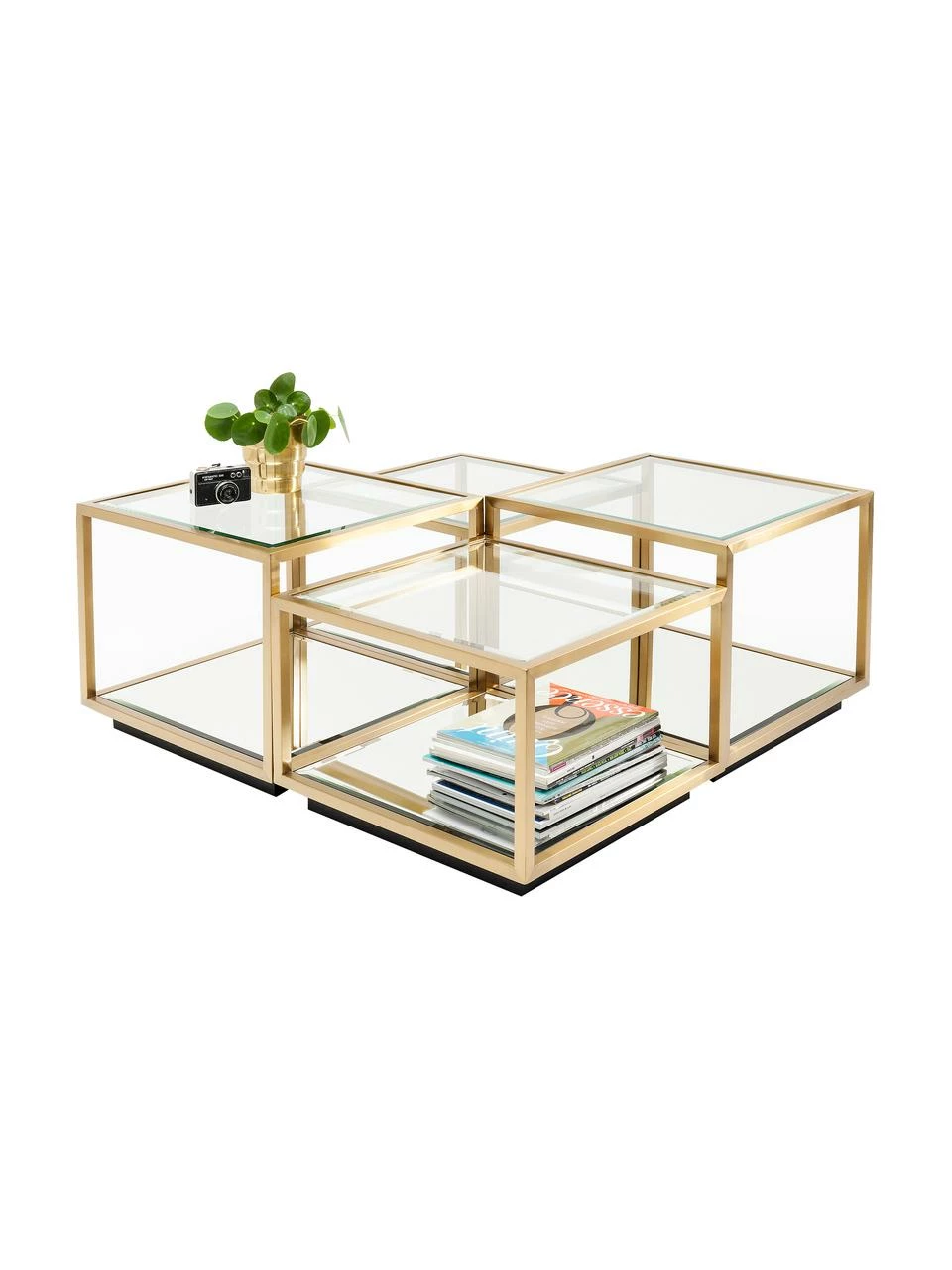 Kare Design Table basse avec fond en verre miroir Luigi, 4 élém., Lot de différentes tailles 6 Kare Design Table basse avec fond en verre miroir Luigi, 4 élém., Lot de différentes tailles – Image 6