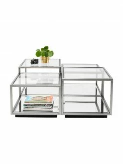 Kare Design Table basse avec fond en verre miroir Luigi, 4 élém., Lot de différentes taillesSeulement 1 produit disponible -furniture Soldes Table basse avec fond en verre miroir Luigi 4 elem 8