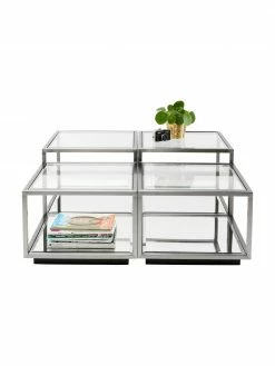 Kare Design Table basse avec fond en verre miroir Luigi, 4 élém., Lot de différentes taillesSeulement 1 produit disponible -furniture Soldes Table basse avec fond en verre miroir Luigi 4 elem 9