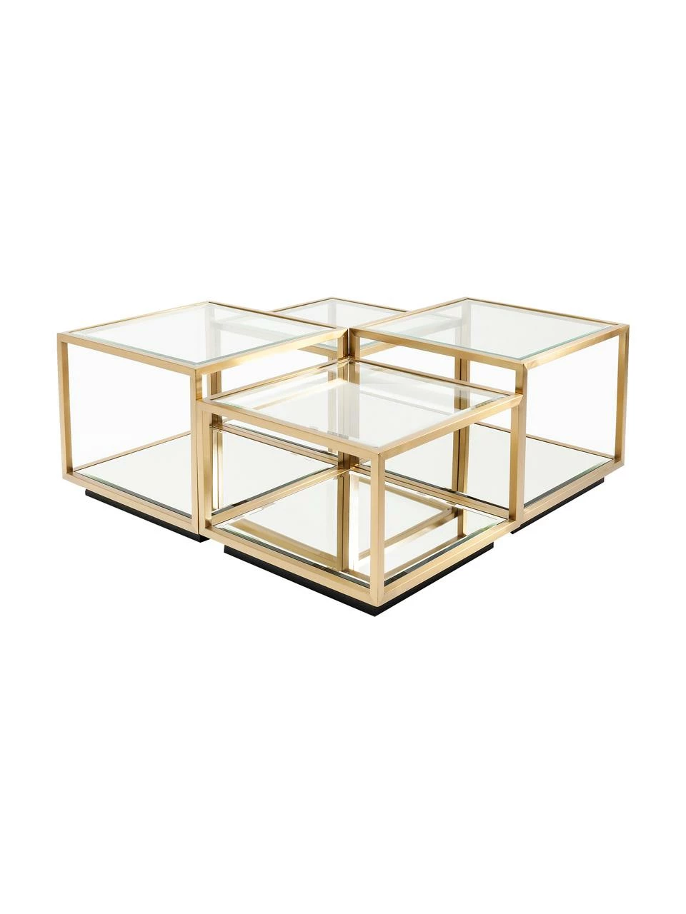 Kare Design Table basse avec fond en verre miroir Luigi, 4 élém., Lot de différentes tailles 1 Kare Design Table basse avec fond en verre miroir Luigi, 4 élém., Lot de différentes tailles