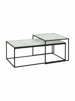 Table basse avec plateau marbré Bolton, 2 élém., Lot de différentes tailles
