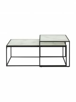 Table basse avec plateau marbré Bolton, 2 élém., Lot de différentes tailles -furniture Soldes Table basse avec plateau marbre Bolton 2 elem 3