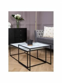 Table basse avec plateau marbré Bolton, 2 élém., Lot de différentes tailles -furniture Soldes Table basse avec plateau marbre Bolton 2 elem 5