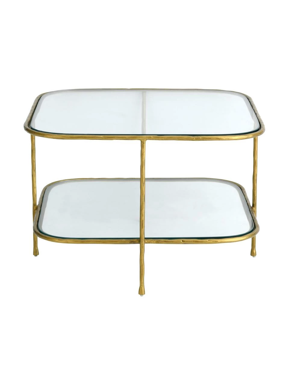 Table basse en verre finition dorée Petit, larg. 61 x haut. 41 cm 1 Table basse en verre finition dorée Petit, larg. 61 x haut. 41 cm