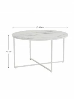 Westwing Collection Table basse en verre marbré Antigua, Ø 80 x haut. 45 cm -furniture Soldes Table basse en verre marbre Antigua 2