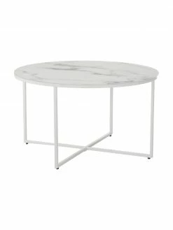 Westwing Collection Table basse en verre marbré Antigua, Ø 80 x haut. 45 cm