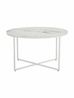 Westwing Collection Table basse en verre marbré Antigua, Ø 80 x haut. 45 cm -furniture Soldes Table basse en verre marbre Antigua 3