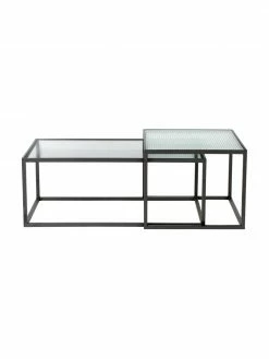 Dutchbone Table basse en verre rainuré Boli, 2 élém., Lot de différentes tailles