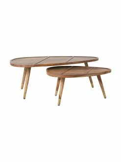 Dutchbone Table basse gigogne bois de sissoo Sham, 2 élém., Lot de différentes tailles
