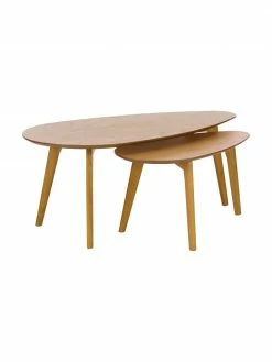 Table basse gigogne chêne Bloom, 2 élém., Lot de différentes tailles