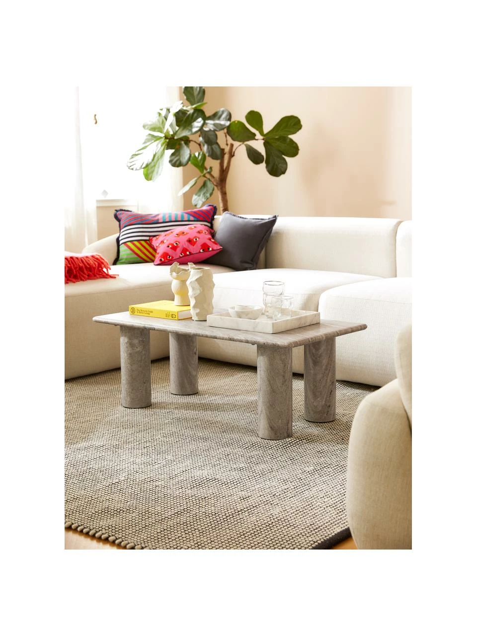 Westwing Collection Table basse marbre Mabel, larg. 100 x haut. 35 cm 2 Westwing Collection Table basse marbre Mabel, larg. 100 x haut. 35 cm – Image 2