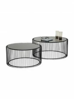 Kare Design Table basse noire plateau en verre Wire, 2 élém., Lot de différentes tailles -furniture Soldes Table basse noire plateau en verre Wire 2 elem 3