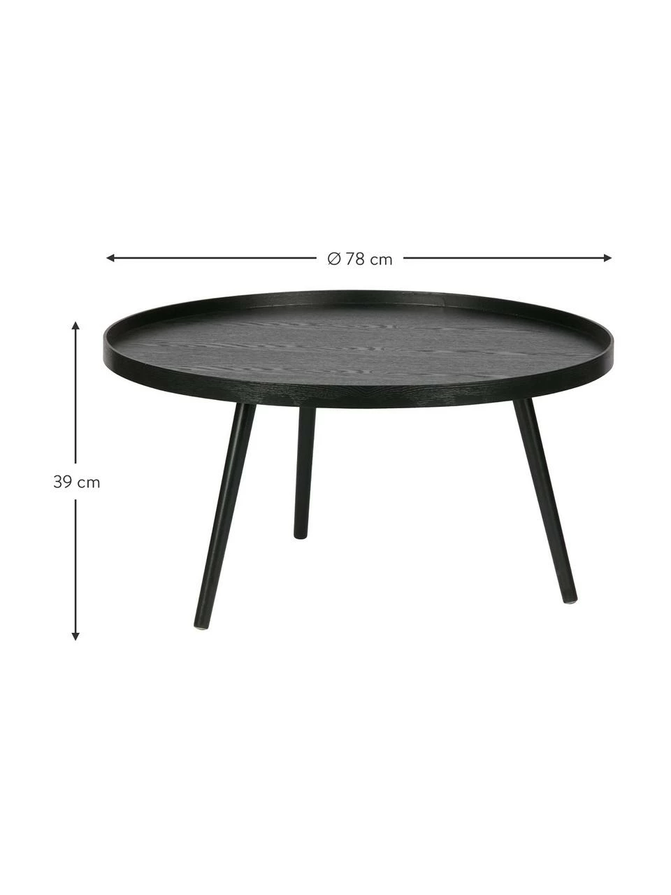 Table basse noire rétro ronde Mesa, Ø 78 x haut. 39 cm 3 Table basse noire rétro ronde Mesa, Ø 78 x haut. 39 cm – Image 3