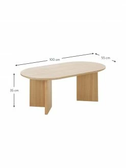 Westwing Collection Table basse ovale en bois Toni, larg. 100 x haut. 35 cm -furniture Soldes Table basse ovale en bois Toni 2