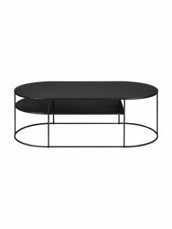 Table basse ovale métal noir Grayson, larg. 120 x haut. 40 cm -furniture Soldes Table basse ovale metal noir Grayson 2