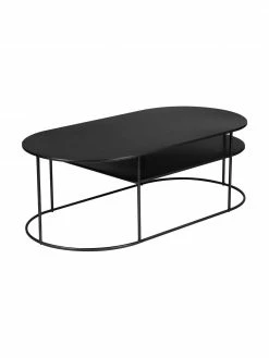 Table basse ovale métal noir Grayson, larg. 120 x haut. 40 cm