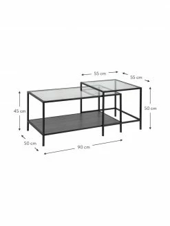 Table basse plateau en verre Seaford, 2 élém., Lot de différentes tailles 8 Table basse plateau en verre Seaford, 2 élém., Lot de différentes tailles -furniture Soldes Table basse plateau en verre Seaford 2 elem 2