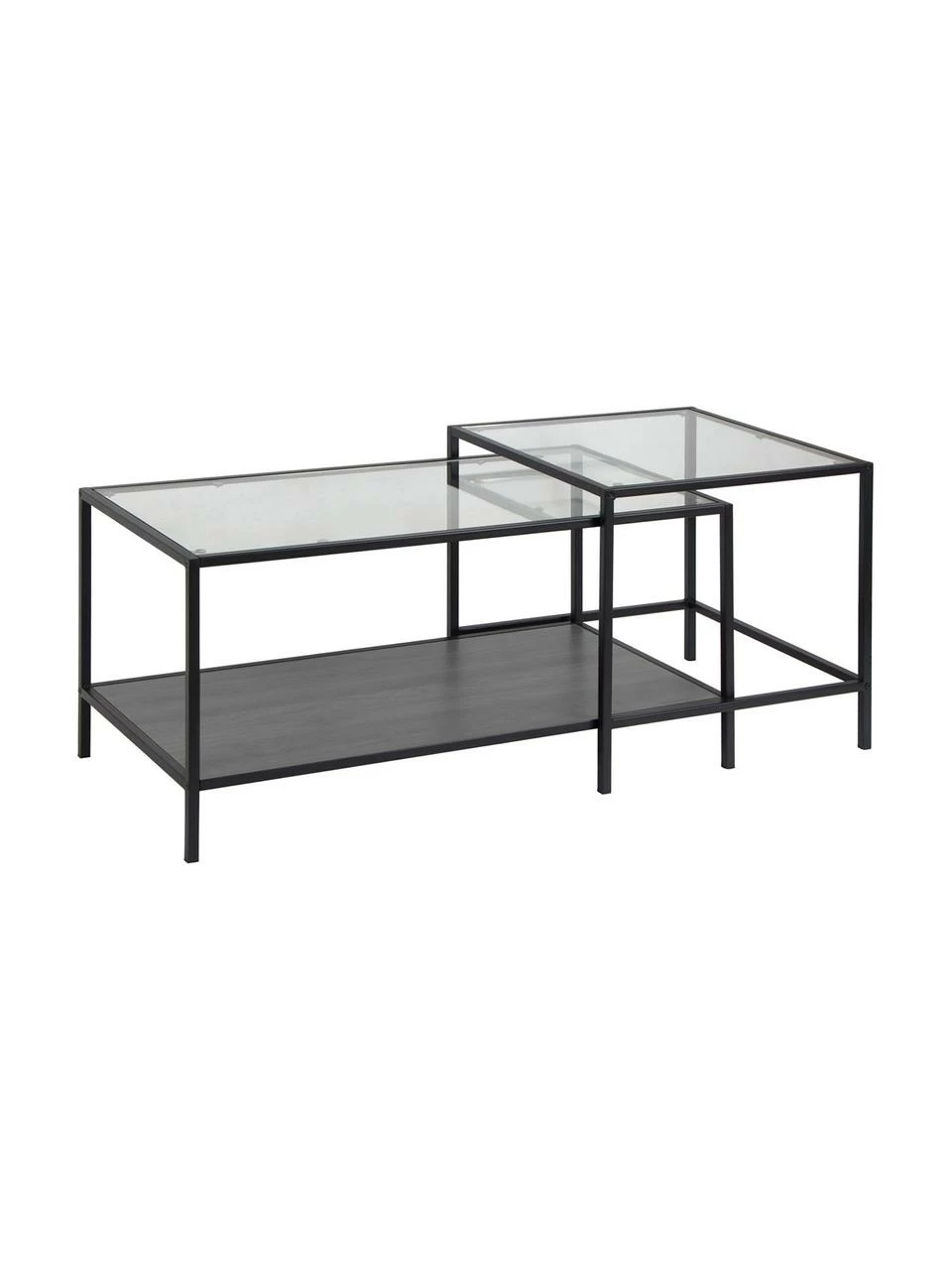 Table basse plateau en verre Seaford, 2 élém., Lot de différentes tailles 1 Table basse plateau en verre Seaford, 2 élém., Lot de différentes tailles