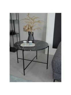 Westwing Collection Table basse ronde aspect marbre Fria, Ø 60 x haut. 43 cm -furniture Soldes Table basse ronde aspect marbre Fria 2