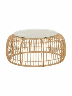 Westwing Collection Table basse ronde avec plateau en verre Costa, Ø 85 x haut. 42 cm