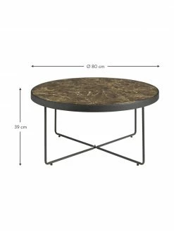Table basse ronde avec plateau en verre marbré Gellina, Ø 80 x haut. 39 cm -furniture Soldes Table basse ronde avec plateau en verre marbre Gellina 2