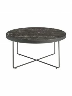 Table basse ronde avec plateau en verre marbré Gellina, Ø 80 x haut. 39 cm