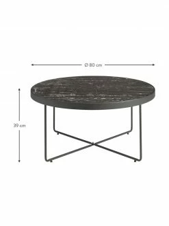 Table basse ronde avec plateau en verre marbré Gellina, Ø 80 x haut. 39 cm -furniture Soldes Table basse ronde avec plateau en verre marbre Gellina 6