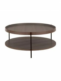 Westwing Collection Table basse ronde bois de noyer Renee, Ø 90 x haut. 39 cm